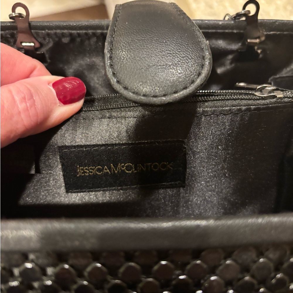 Jessica McClintock Black Chain Strap Women Bag - Picture 5 of 6